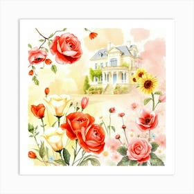 Watercolor Roses 6 Art Print