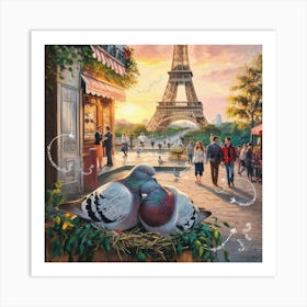 Paris Pigeons Art Print