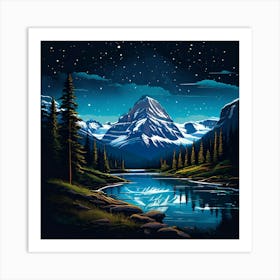 Glacier National Park At Night Art Print