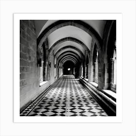 Hallway - Black And White Art Print