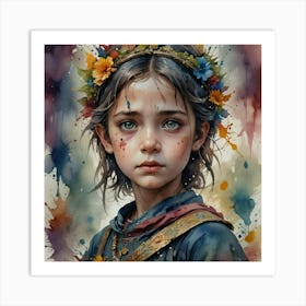 Girl With The Flower Crown Art Print