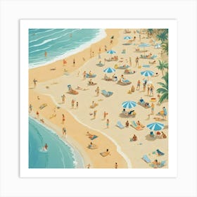 Illustration Of A Beach Scene 9 Art Print