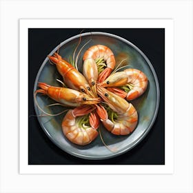 Plate Of Cooked Shrimp Art Print