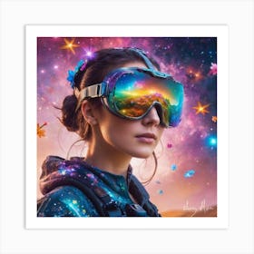 Galaxy Girl With Goggles Art Print