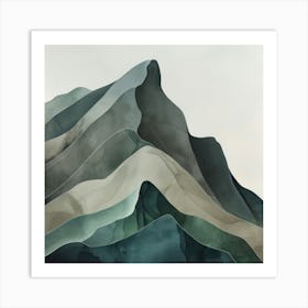 Japanese Watercolour Of Mount Goryu 5 Art Print