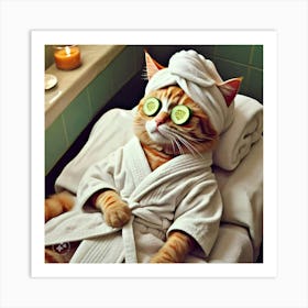 Cat Spa Day 4 Art Print