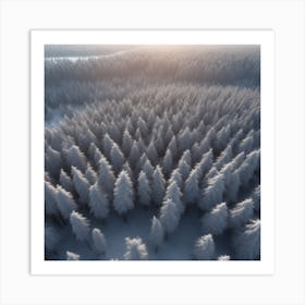 Aerial View Of Snowy Forest 12 Art Print