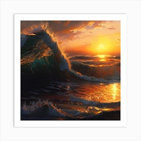 Sunset Over The Ocean Art Print