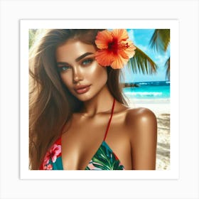 Hawaiian Beauty By Beach Art Print