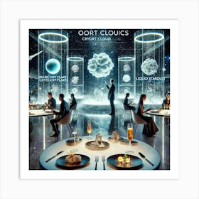 A Futuristic Dining Experience Showcasing Oort Clo Art Print