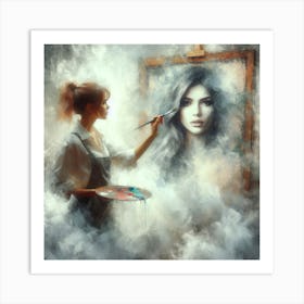 Woman In The Air Art Print