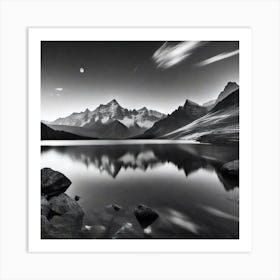 Black And White Mountain Landscape 3 Art Print