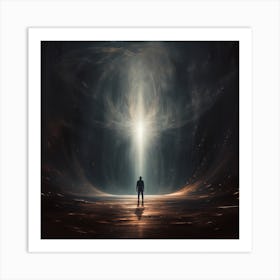 Man Standing In A Dark Tunnel Art Print