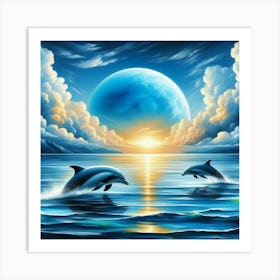 Dolphins In The Sea 2 Art Print