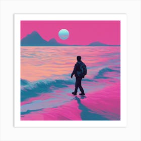 Minimalism Masterpiece, Trace In The Waves To Infinity + Fine Layered Texture + Complementary Cmyk C (32) Art Print