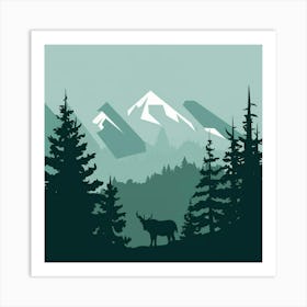 Deer In The Mountains Art Print