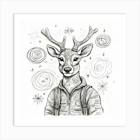 Deer With Horns 3 Art Print