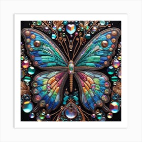 Butterfly embroidered with beads Art Print