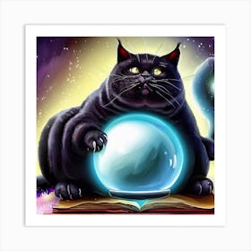 Black Cat With Crystal Ball 9 Art Print