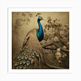 Default Golden Peacock In A Vintage Landscape A Regal Peacock 0 Art Print