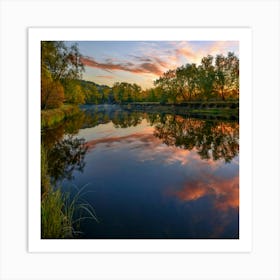 Sunset On The River Art Print