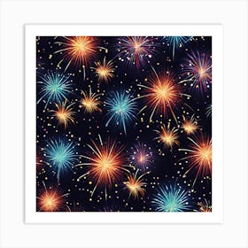 Fireworks Seamless Pattern Art Print