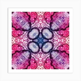 Pink Watercolor Flower Pattern From Bubbles 4 Art Print