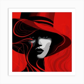 Woman In A Red Hat 3 Art Print