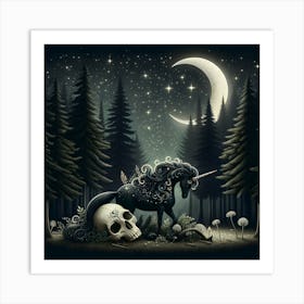 Black Unicorn Art Print