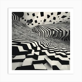 Abstract Black And White Pattern 1 Art Print