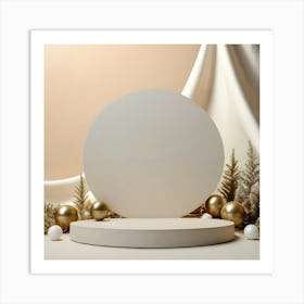 White Circle With Gold Ornaments 4 Art Print