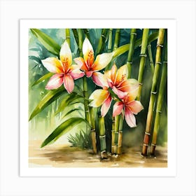 Watercolor Of Bamboo Art Print