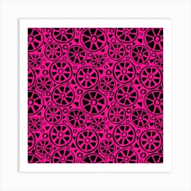 Slices Pink On Black Art Print