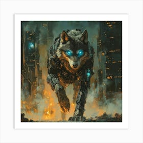 Cyber Wolf Art Art Print