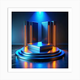 Modern Geometric Product Display With Neon Lights Art Print