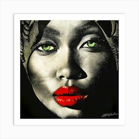 Green Eyed Girl - Ruby Red Lips Art Print