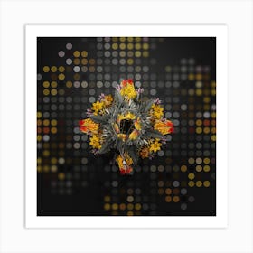 Vintage Daffodil Floral Wreath on Dot Bokeh Pattern n.0843 Art Print