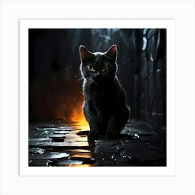 Leonardo Diffusion Xl A Pure Black Wall And A Black Cat With G 0 (1) Upscayl 4x Realesrgan X4plus Anime Art Print