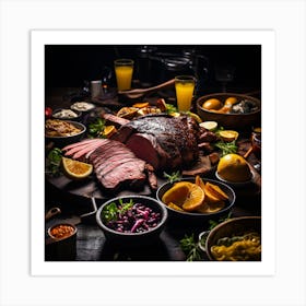 Roast Beef On A Table Art Print