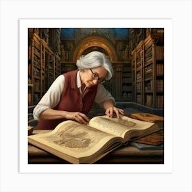 The Elderly Lady Librarian 065 Art Print