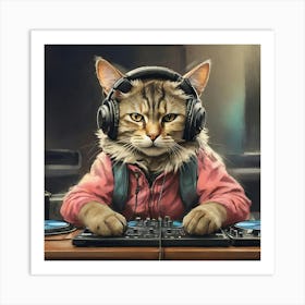 Dj Cat Art Print