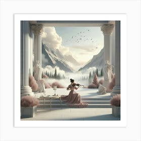 Violinist In The Mountains Art Print