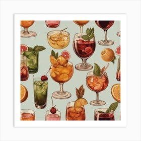 Default Vintage Cocktails For Different Seasons Aesthetic 1 Art Print