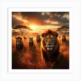 Lions In The Savannah Art Print