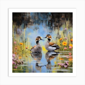 Two Ducks In Water Art Print