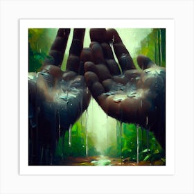 Hands In The Rain Art Print