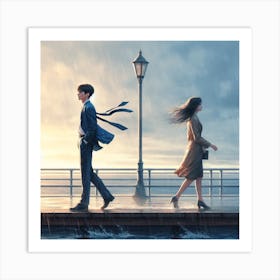 Goodbye my love in the rain Art Print