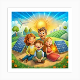 Happy Family Enjoying Green Energy Art Print