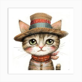 Kitty In A Hat Art Print