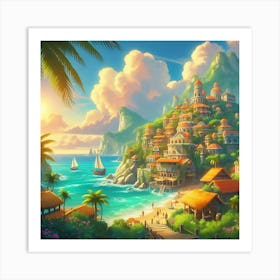 Beachside Village 8 Art Print